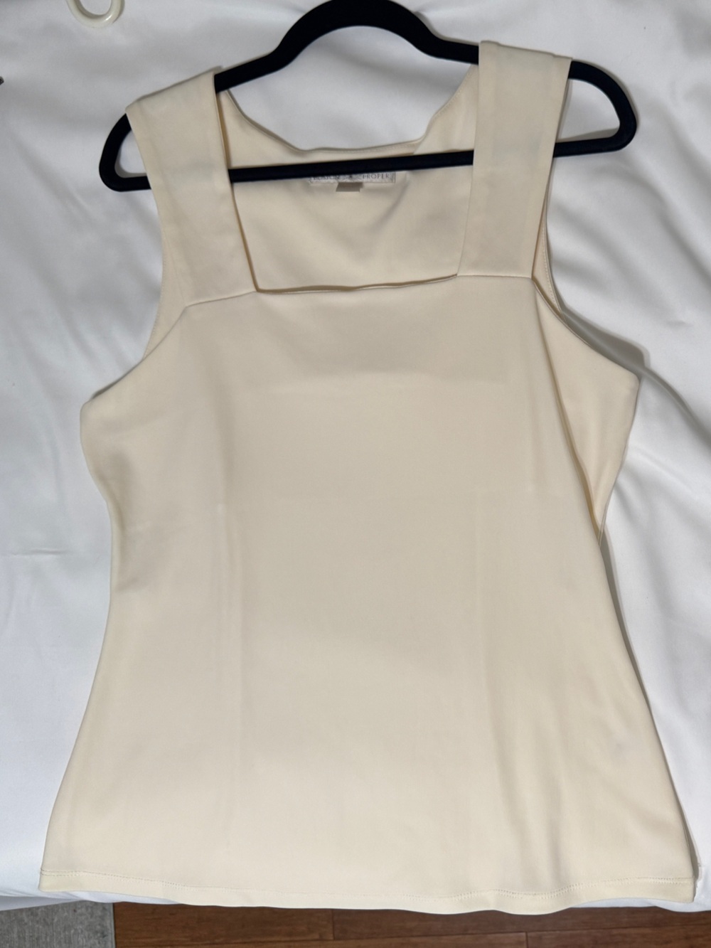 Boston Proper Cream Square-Neck Tank with Wide Straps